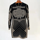 QUALITY Newest 2023 S/S Designer Runway Fashion Women's Long Sleeve Stunning Metallic Beaded Stretchy