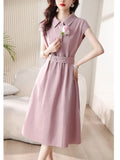Fongt Fan Short Sleeve Polo Collar Shirt Dress 2025 Spring And Summer High-Sunny Bag Hip Tie Mid-Long Skirt