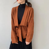 Women Thick Knitting Cardigans Coat With Belt Long Sleeve Women Winter Cape Sweater Jumper Casaco Feminino Women