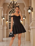 Black Elegant Party Dresses for Women 2023 Mini Off The Shoulder Birthday Dress Sexy One-piece Strap Women's Clothing-Outfit