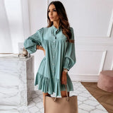 Sleeve Stand Collar Solid Elegant Casual Mini