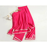 Fongt Autumn Dress New Temperament Bumpy Fork Long-Sleeved Knitted Shirt High Waist Thin Leg Trousers Two
