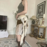 Fongt Subculture Niche Design Sense Splicing Rag Low-Rise Hottie Irregular Ribbon With Inner Liner Skirt
