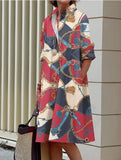 Fongt New Fashion Print Shirt Collar Long Women's Clothing