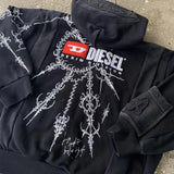 Fongt Skull-Skull Butterfly Street Hicakh Goth Harajuku Y2k Black Zipper Double Jacket Women's Jacket