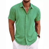 Fongt Men's Linen Short-Sleeved T-Shirts For Free-Fitting Sweatshirts For Men's Short-Sleeved Cotton Shirts Beach Plus-Size Men's Short-Sleeved