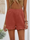 Fongt New Women's Shorts Burst Casual High-Waisted Cotton Straight Trousers