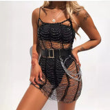 Fongt Mining Beach Sense Vacation Handmade Crocheted Hollow Out Overlapping Smock Dress