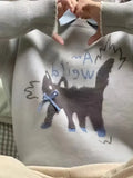 Fongt Academy Wind Knitted Sweater Woman Design Sensing Cat Pattern Lazy Small Knitted T-Shirt Winter