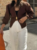 Fongt Color V-Neck Long Sleeve Open Shirt 2025 Spring And Autumn Temperament V Collar A Buckle Long Sleeve Waist Top