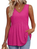 Fongt New Women's Vest Flowing Lotus Leaf Side Top Women's Elegant Sleeveless V-Neck Doll Vest