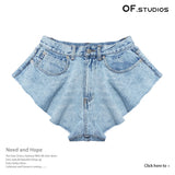 Fongt New Station Modeling Lotus Leaves Under The Broad Legs Denim Shorts Hot Pants Prosthetic Skirt 1305