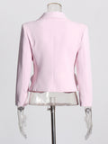 Fongt Wind Niche Stereo Rose Cut Deep V Collar 2024 Autumn New Solid Color Small Suit Short Coat Female-Outfit