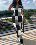 Independent Station New Fashionable Printed Solid Color Suspender Jumpsuit-Outfit