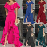 Fongt Temperament Sexy V-Neck Irregular Solid Color Hem Leaves On The Edge Of The Individual Design Lady