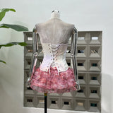 Sweet Baby With Gentle Bow Tie With Fish Bone Stmear Top + Cake Cascading Anti-Walking Shorts
