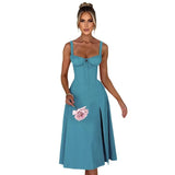 Fongt Spring And Summer New Fashion Leisure Tie To Repair The Fork With High-End Dress Woman
