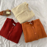 Fongt Clothing Ladies Solid Vintage O Neck Cardigan Sweaters 102-1-Outfit