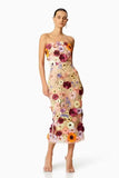 Fongt Spring Dresses Sexy Sleeveless Colorful Three-Dimensional Flowers Embroidered Dress With Broom And