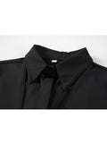 Women's Blouse Casual Loose Black Shirts 2023 Summer Gothic Vintage Harajuku Streetwear Long Sleeve Turn Down Collar Tunic