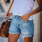 Fongt New Summer Shorts Straight Pants Wash Hole With Women's Jeans Direct Sales