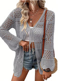 Fongt Beach Knitted Jersey In Summer 2025 Sexy Solid Color Knitted Beach Swimwear Shirt Sunscreen Cardigan