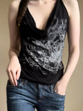 Fongt Subculture Retro Style Collar Vest Word-To-Shoulder Can Wear Two-Dressed Hottie Sleeveless Top
