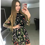 Fongt Lace Sexy Mesh Embroidery Dress Bohemia Women's Floral