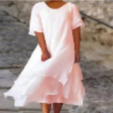 Fongt Fashion And Casual Double-Edecker Short-Sleeved Round Dress