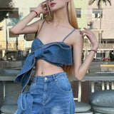 Fongt Trendy Set 2025 Autumn And Winter Bow Tie With Cowboy Vest High-Waist Jeans Two-Set Women