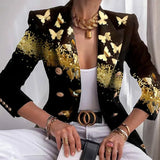 Fongt New Women's Coat Season Printing Xiaoxi Decoration Fashion Short Double Buckle Top Woman