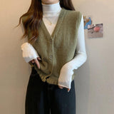 Fongt Vest Women's 2025 New Wear Early Spring Wooden Ear-Side Sweater Vest Stacked Shoulder Woman