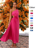 Fongt Spring And Summer Elegant Folding Dress Single Shoulder Waist Hollow Dress 88255-Outfit