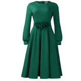 Fongt Women's New Round-Necked Long-Sleeved Three-Dimensional Flower Dresses For African Dresses In Autumn/Winter 2025