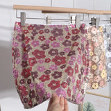 Fongt Heavy Industry Lighting Flowers A-Word Skirt High Waist Thin Ass Anti-Light Short Skirt Women 8158
