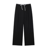 Fongt Leisure Wide-Legged Pants 2025 Spring Bump Color Double Belt High-Waisted Trousers Women
