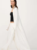 Fongt Lazy Wind Perspective Loose Long Open Shirt Plus Short Skirt Suit Women's Jersey Trousers Two Sets