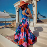 Fongt Women's Spring And Summer New Fashion Casual Printing Bohemian Long Dress Girl