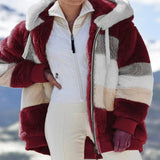 Fongt Hot New Autumn And Winter Loose Plush Multi-Color Hooded Coat Woman