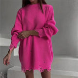 Fongt Spring Summer Hollow Sweater Women In Wind Loose Knitted Long-Sleeved Cover Ice Cream Fashion