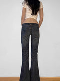 Fongt Cloth Forget The Street To Do Old Water Wash Low-Rise Micro-Skinny Jeans Retro-Styled Hip Casual Trousers