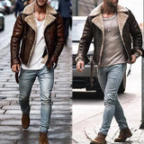 Fongt Explosion Of Imitation Leather Velvet Men's Jacket Thick Zipper Coat Fur Bump Color