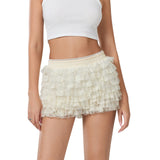 Sexy Beach Hot Pants Lotus Side Wave Solid-Colored Lolita Low-Rise Shorts Skirt