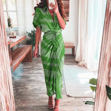 Fongt Women's Fashion Dress INS Temperament Fashion Print Shirt Pleated Winter