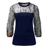 Fongt New Mesh Embroidered Long-Sleeved Women's T-Shirt