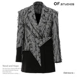 Fongt New Tassel Personality Material Irregular Splicing Five-Pointed Star Loose Version Of The Suit Jacket 1624