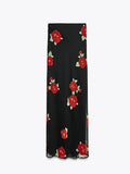 Fongt Summer Black Rose Dress Women's New Korean Sling Dress Skirt Half Dress