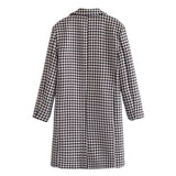 Women 2021 Fashion Single-breasted Plaid Print Jacket Coat Vintage Long Sleeve Side Pockets Female Outerwear Chic