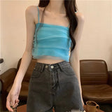 Lace Purple Slings Women Summer New Net Red Anchor Vest Wearing Sweet Hottie Short Sleeveless