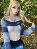 Dark Gothic Knitted Striped Vintage Women Shrug Tops Fairy Grunge Retro Aesthetic Crop Pullovers Cute Fashion 90